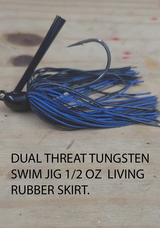 PURE POISON JIG COMPANY LLC DUAL THREAT TUNGSTEN SWIM JIG 1/2 OZ 4/0 HOOK LIVING RUBBER SKIRT SOLD 2 PER PACK
