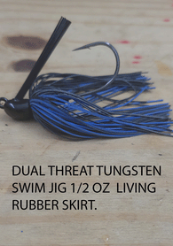 PURE POISON JIG COMPANY LLC DUAL THREAT TUNGSTEN SWIM JIG 1/2 OZ 4/0 HOOK LIVING RUBBER SKIRT SOLD 2 PER PACK