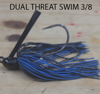TOUR EDITION TUNGSTEN DUAL THREAT SWIM JIG 3/8 OZ HAND TIED LIVING RUBBER SKIRT 2 pack