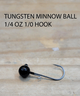 PURE POISON JIG COMPANY TUNGSTEN MINNOW BALL JIG HEADS 1/0 OR 2/0 HOOK