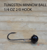PURE POISON JIG COMPANY TUNGSTEN MINNOW BALL JIG HEADS 1/0 OR 2/0 HOOK
