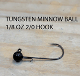 PURE POISON JIG COMPANY TUNGSTEN MINNOW BALL JIG HEADS 1/0 OR 2/0 HOOK