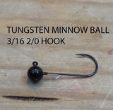 PURE POISON JIG COMPANY TUNGSTEN MINNOW BALL JIG HEADS 1/0 OR 2/0 HOOK