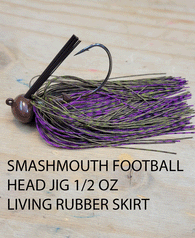 PURE POISON JIG COMPANY SMASHMOUTH FOOTBALL HEAD JIG 1/2 OZ 3/O MUSTAD EWG HOOK LIVING RUBBER SKIRT 3 PACK