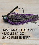 PURE POISON JIG COMPANY SMASHMOUTH FOOTBALL HEAD JIG 3/4 OZ 3/O MUSTAD EWG HOOK WITH HAND TIED LIVING RUBBER SKIRT 3 PACK
