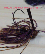 RATTLING SMASMOUTH FOOTBALL HEAD JIG 3/4 OUNCE MUSTAD EWG HOOK 3 pack