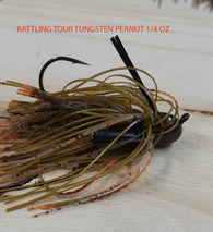 RATTLING  TOUR EDITION TUNGSTEN PEANUT HEAD JIG 1/4 OZ 3/0 LIGHTWIRE HOOK 2 pack