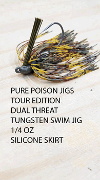 TOUR EDITION DUAL TUNGSTEN DUAL THREAT SWIM JIG 1/4 OZ, Silicone Skirt  2 PACK