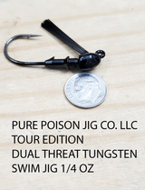TOUR EDITION DUAL TUNGSTEN DUAL THREAT SWIM JIG 1/4 OZ, Silicone Skirt  2 PACK