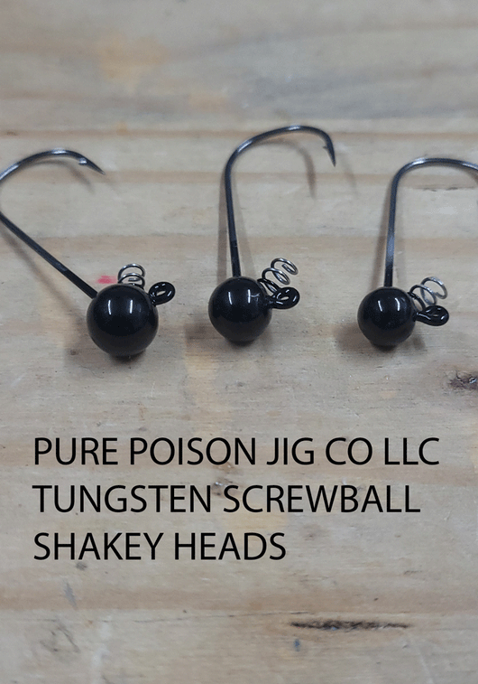 PURE POISON JIG COMPANY LLC TUNGSTEN SCREWBALL SHAKEY HEADS SOLD 4 PER PACK 