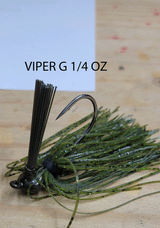 VIPER G FLIPPING JIG WITH  GAMAKATSU 4/0 FLAT EYE ROUND BED HOOK 1/4 OZ 3 pack