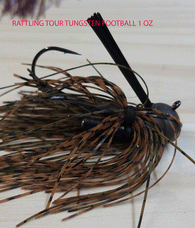 RATTLING TOUR EDITION TUNGSTEN FOOTBALL HEAD 1 OZ  5/0 MUSTAD HOOK  3pack