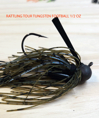 RATTLING TOUR EDITION TUNGSTEN FOOTBALL HEAD 1/2 OZ  3/0 MUSTAD HOOK 3 pack